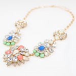 ‘Frostine’ Pastels and Crystals Flower Bouquet Necklace